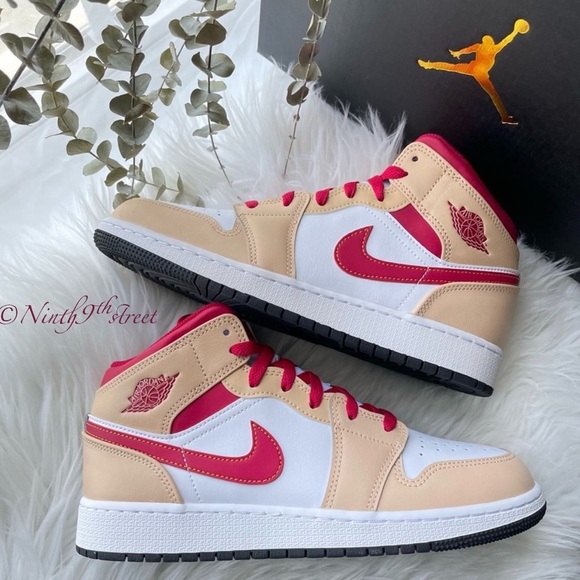 Nike Air Jordan 1 Mid White Onyx Light Curry White W8 Y6.5 M6.5 - Picture 5 of 15